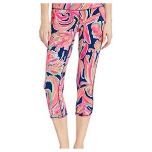 Lilly Pulitzer Navy leggings with Pink Coral Swirl Print